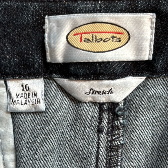 Talbots Preppy Grosgrain Waist Blue Denim Skirt Thick Cotton Stretch Pockets 16 - Picture 3 of 11